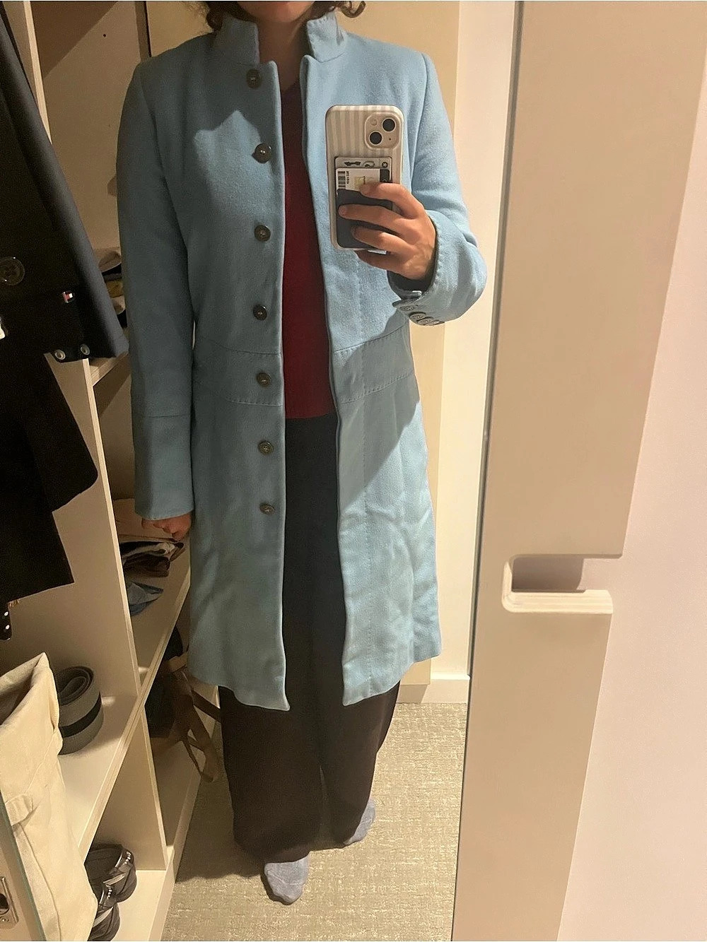 Light Blue Burberry Virgin Wool Coat